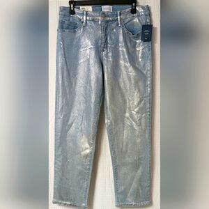 Crown & Ivy Womens Silver Foil Skinny and Straight Leg Jeans-Size 10-NWT $69.50